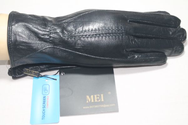 9901 жіночі шкіряні рукавички сенсорні на вовняній в'язці