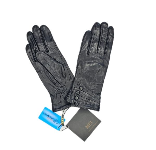 0633 жіночі шкіряні рукавички сенсорні на махрі