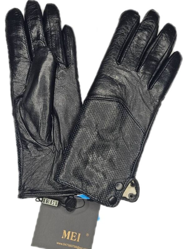 090-2 жіночі шкіряні рукавички сенсорні на вовні