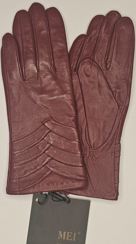 2152-4 жіночі шкіряні рукавички на вовняній в'язці