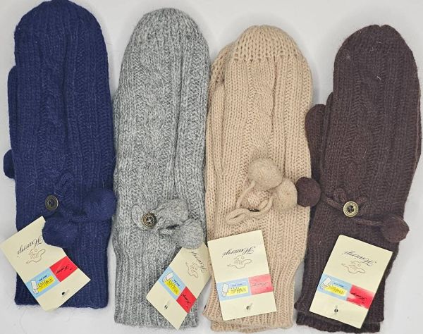 018  жіночі вовняні рукавички з  подвійної в'язки