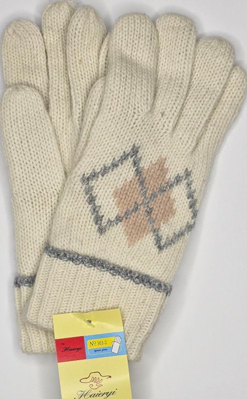 303-2 жіночі вовняні рукавички подвійної в'язки