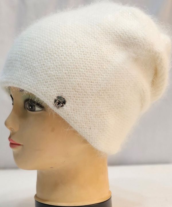 23G-733LP-2-700 жіноча шапка ангорова з подвійної в'язки "зажим" прикрашена паєтками і люрексом