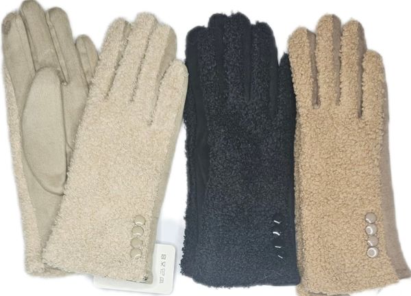 742 жіночі кобіновані рукавички еко-замш-тедді