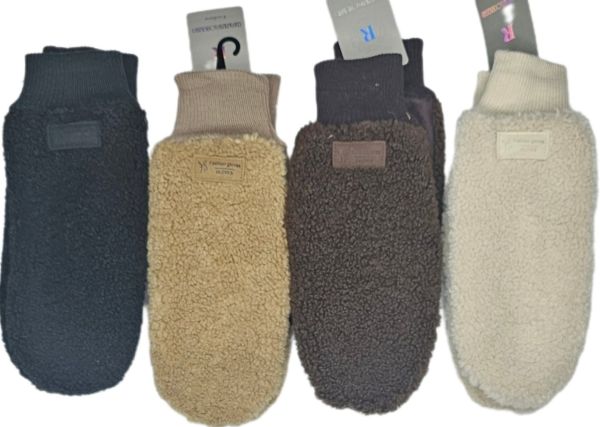 748 жіночі комбіновані рукавички еко-замш-тедді