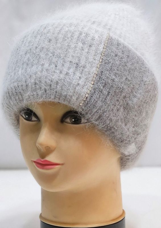 7-2202-5 молодіжна шапка ангорова з подвійної в'язки